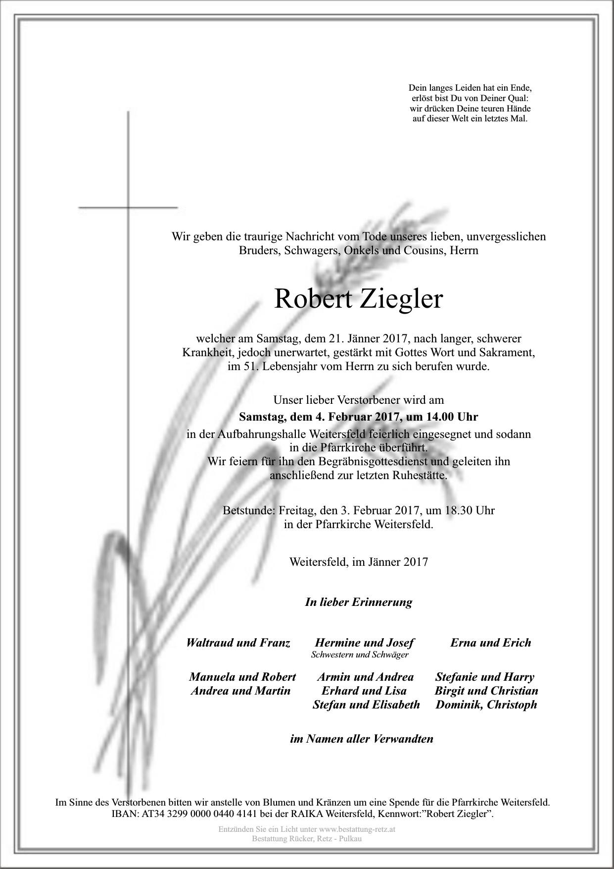 Traueranzeige von Robert Ziegler