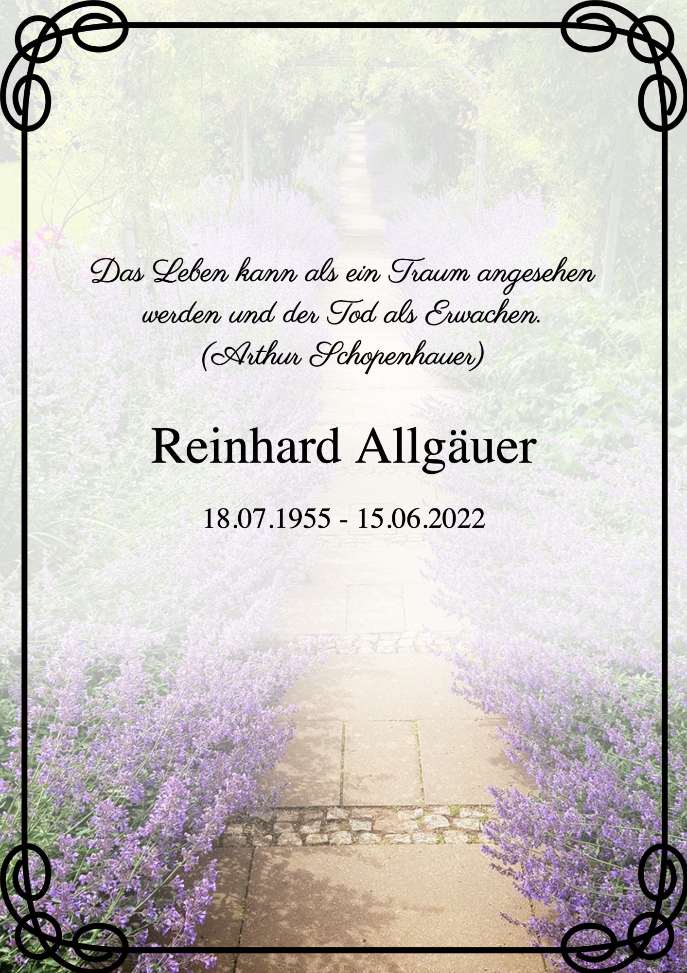 Traueranzeige von Reinhard Allgäuer
