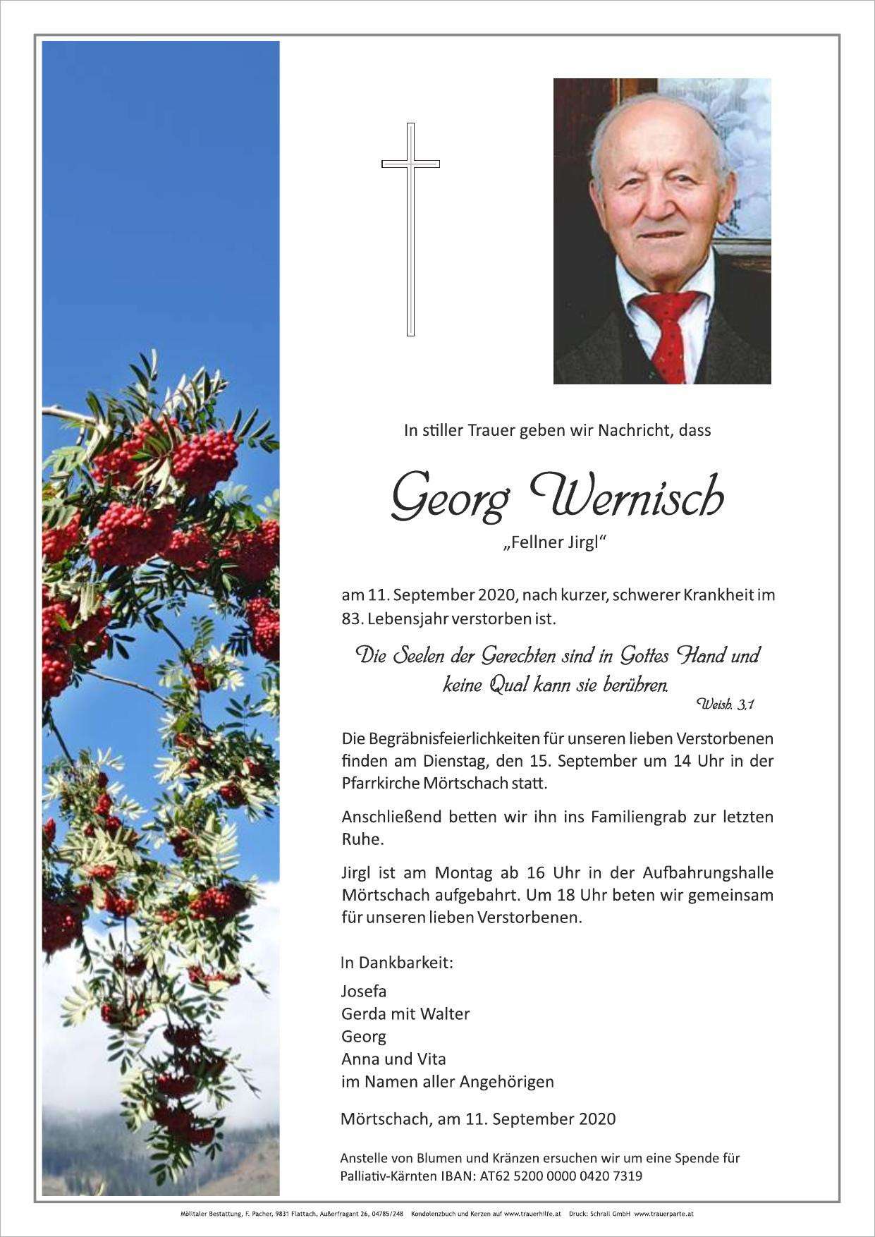 Traueranzeige von Georg Wernisch