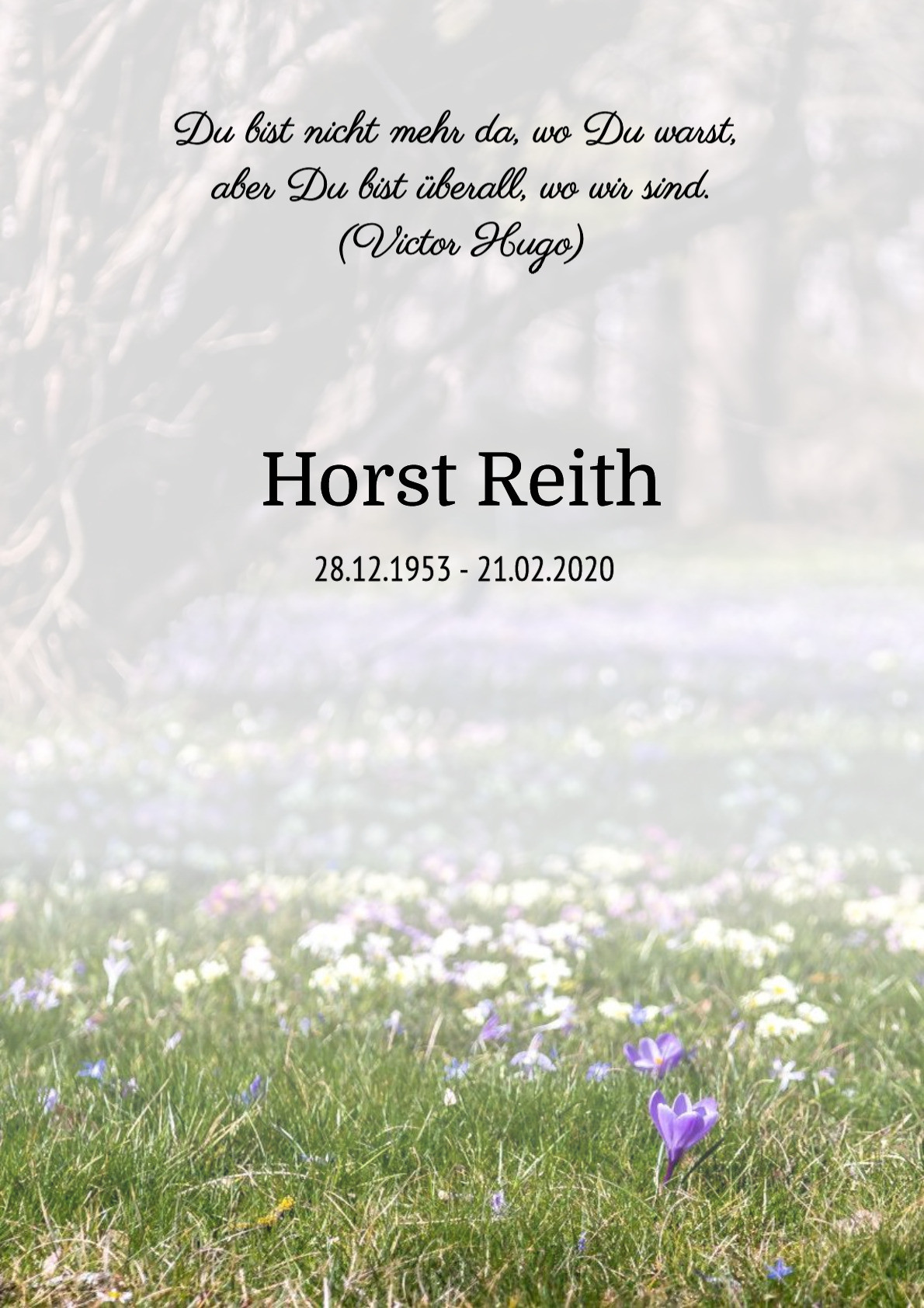 Traueranzeige von Horst Reith