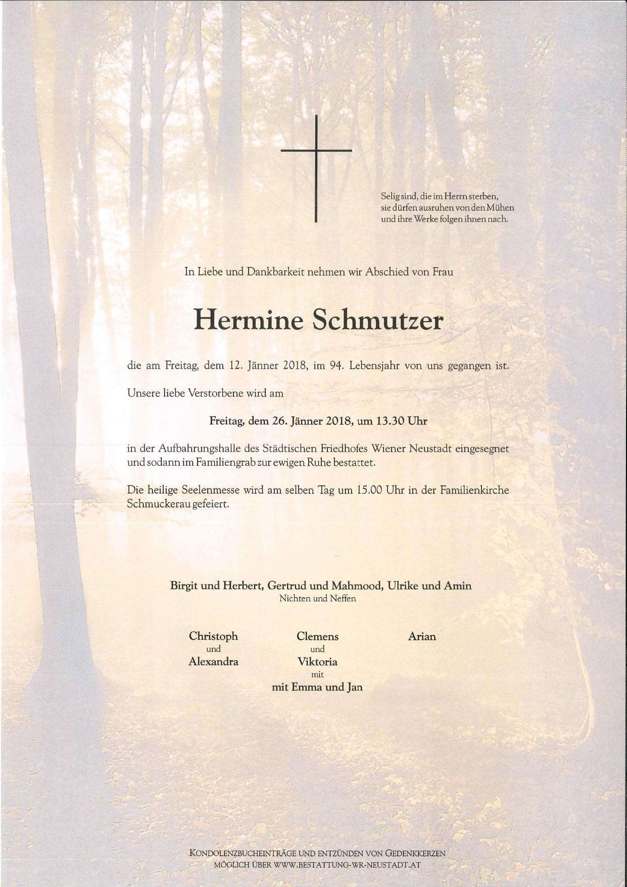Traueranzeige von Hermine Schmutzer