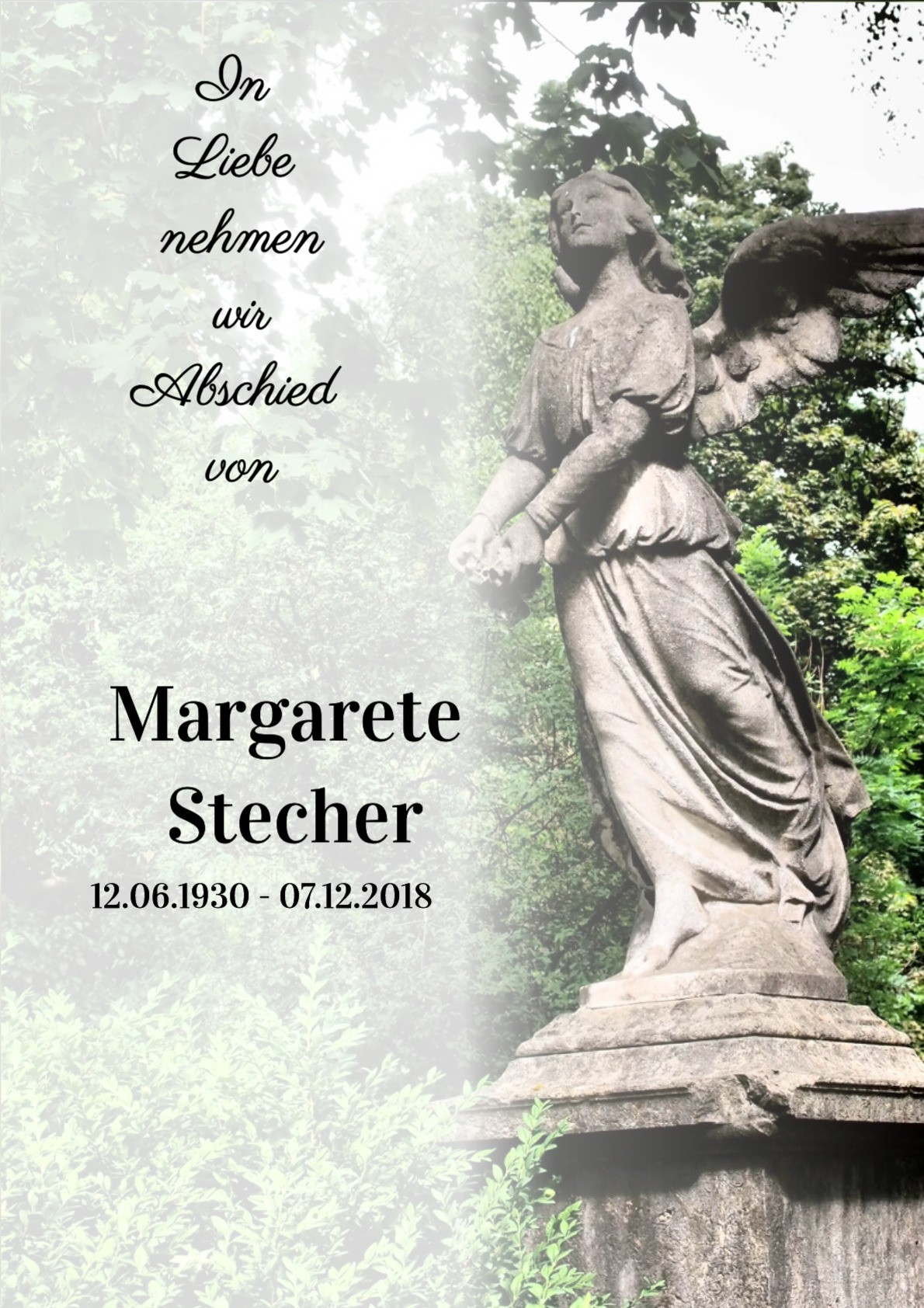 Traueranzeige von Margarete Stecher
