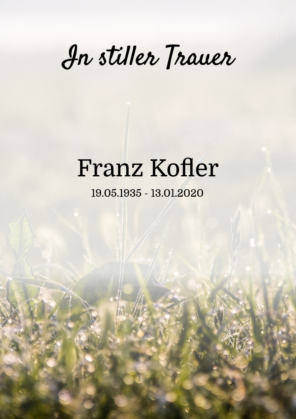 Traueranzeige von Franz Kofler