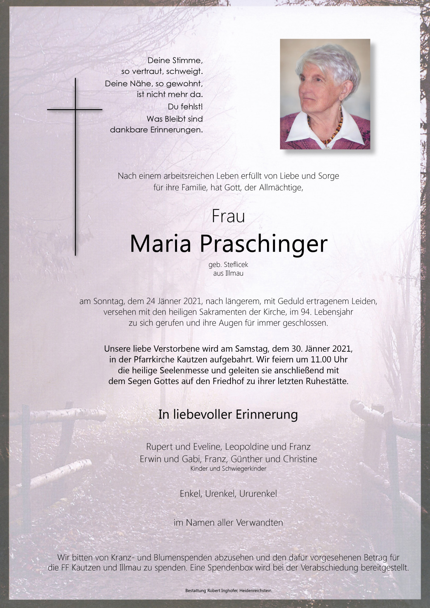 Traueranzeige von Maria Praschinger
