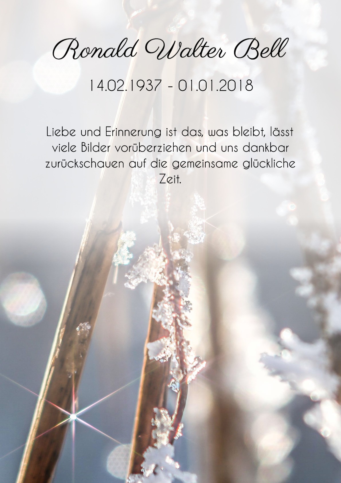 Traueranzeige von Ronald Walter Bell