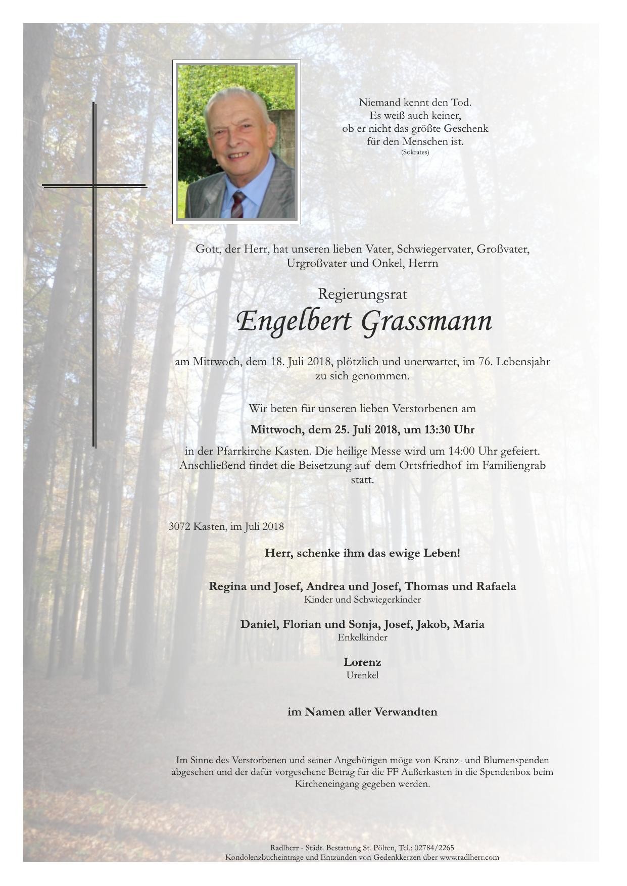 Traueranzeige von Engelbert Grassmann