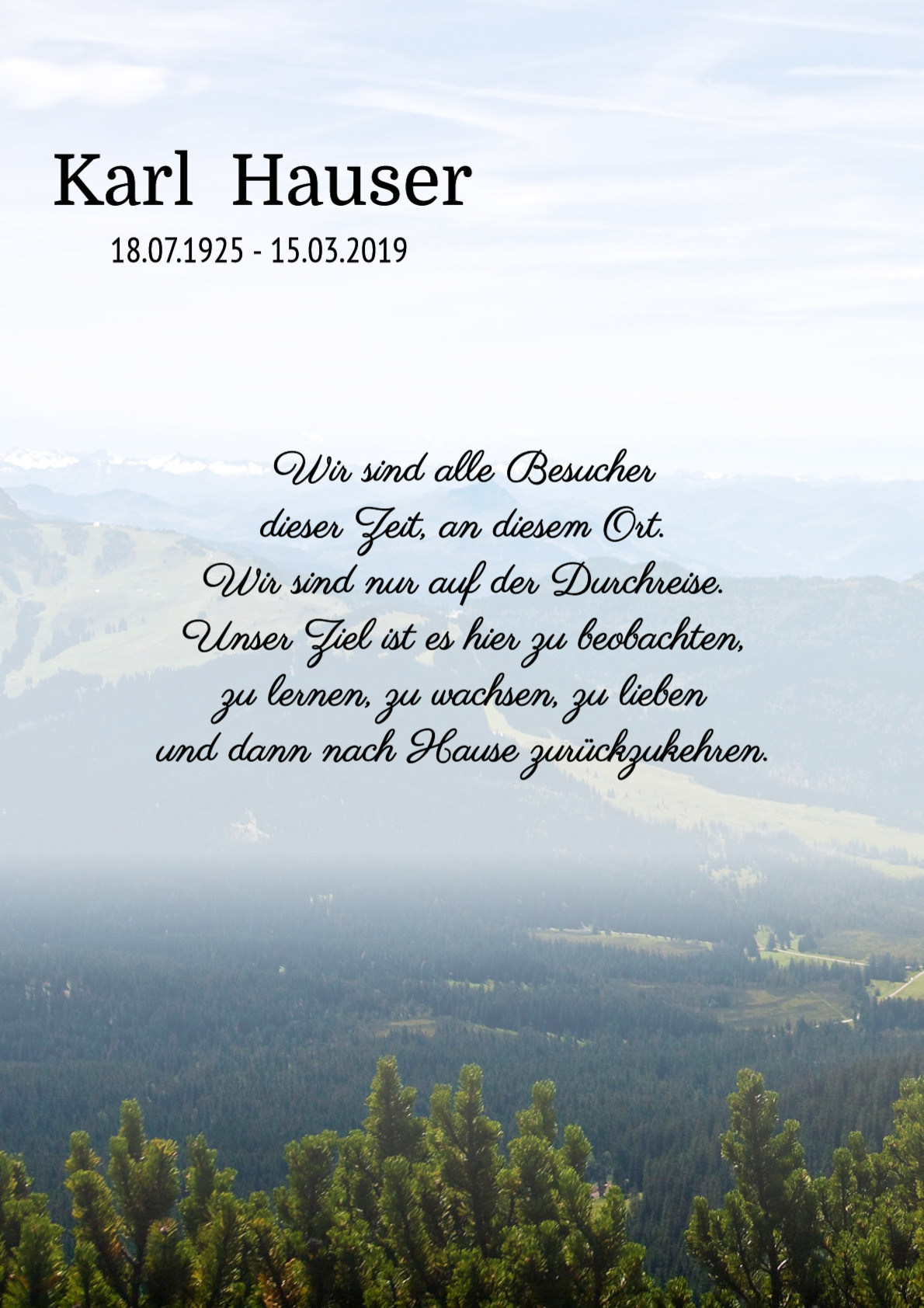 Traueranzeige von Karl Hauser