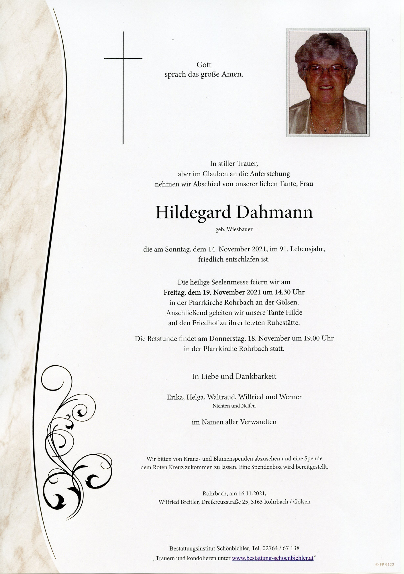 Traueranzeige von Hildegard Dahmann