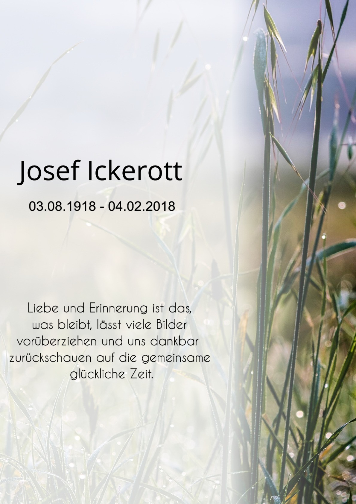 Traueranzeige von Josef Ickerott
