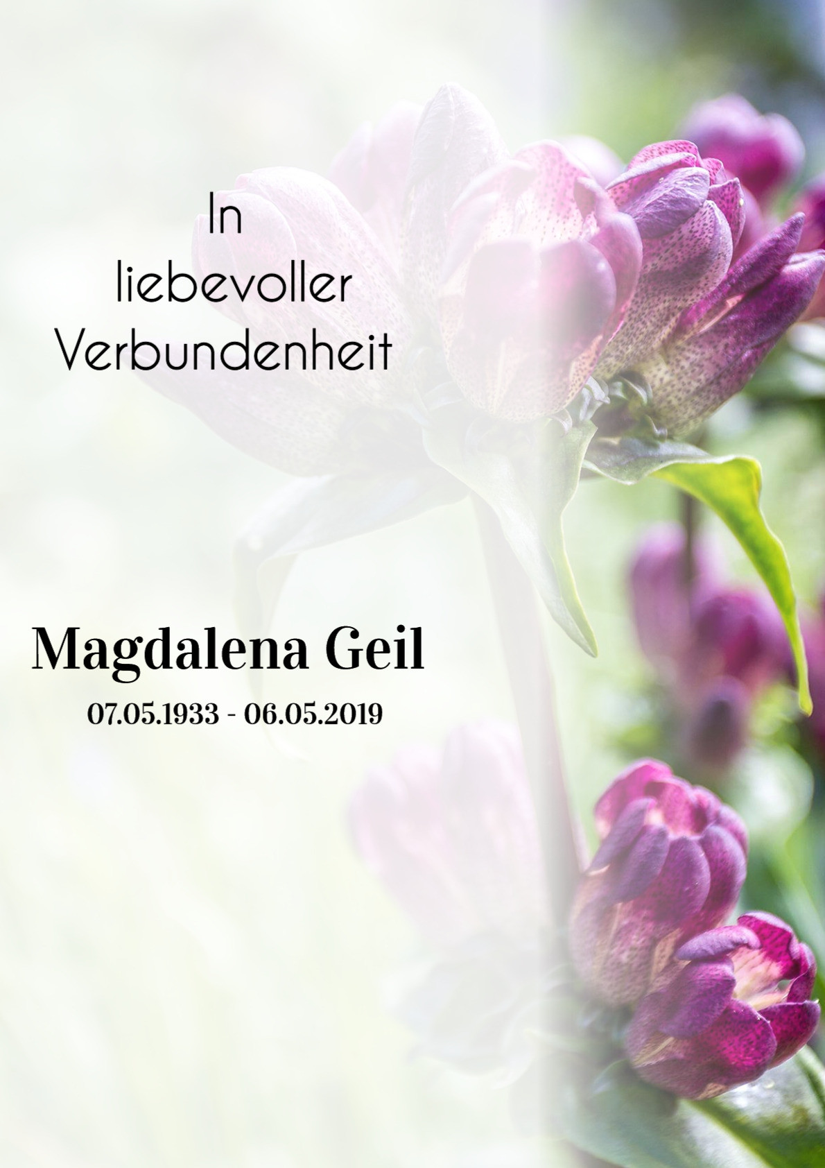 Traueranzeige von Magdalena Geil