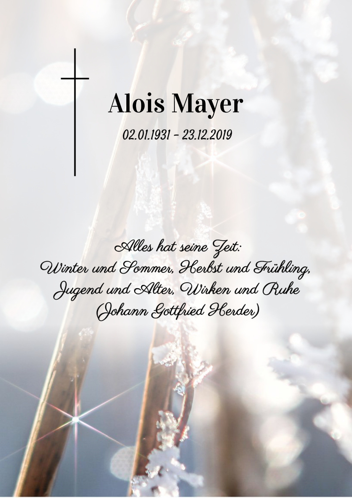Traueranzeige von Alois Mayer