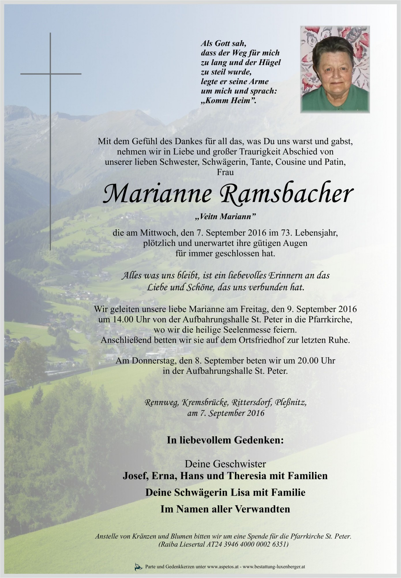 Traueranzeige von Marianne Ramsbacher