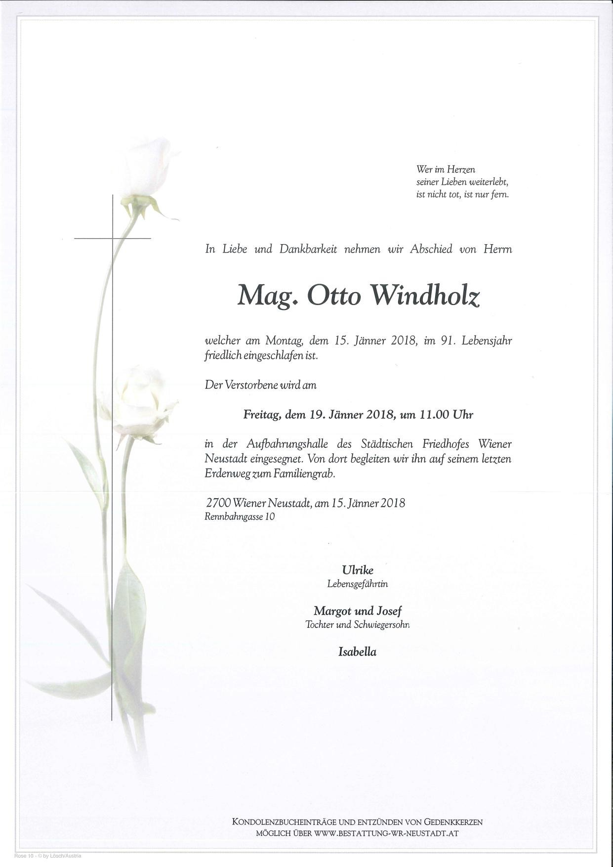Traueranzeige von Mag. Otto Windholz