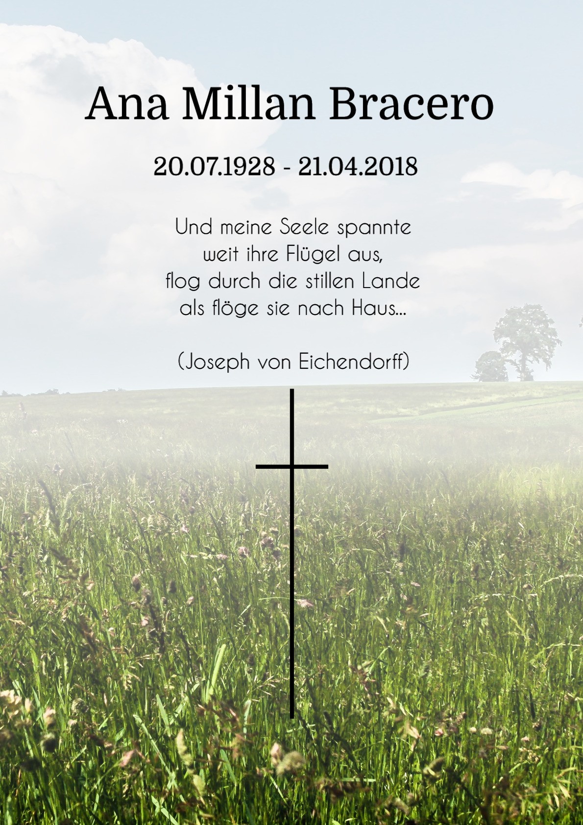 Traueranzeige von Ana Millan Bracero