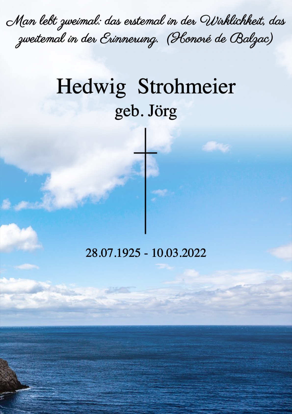 Traueranzeige von Hedwig Strohmeier