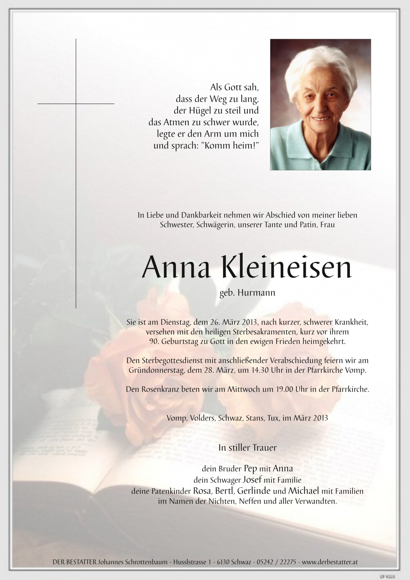 Traueranzeige von Anna Kleineisen