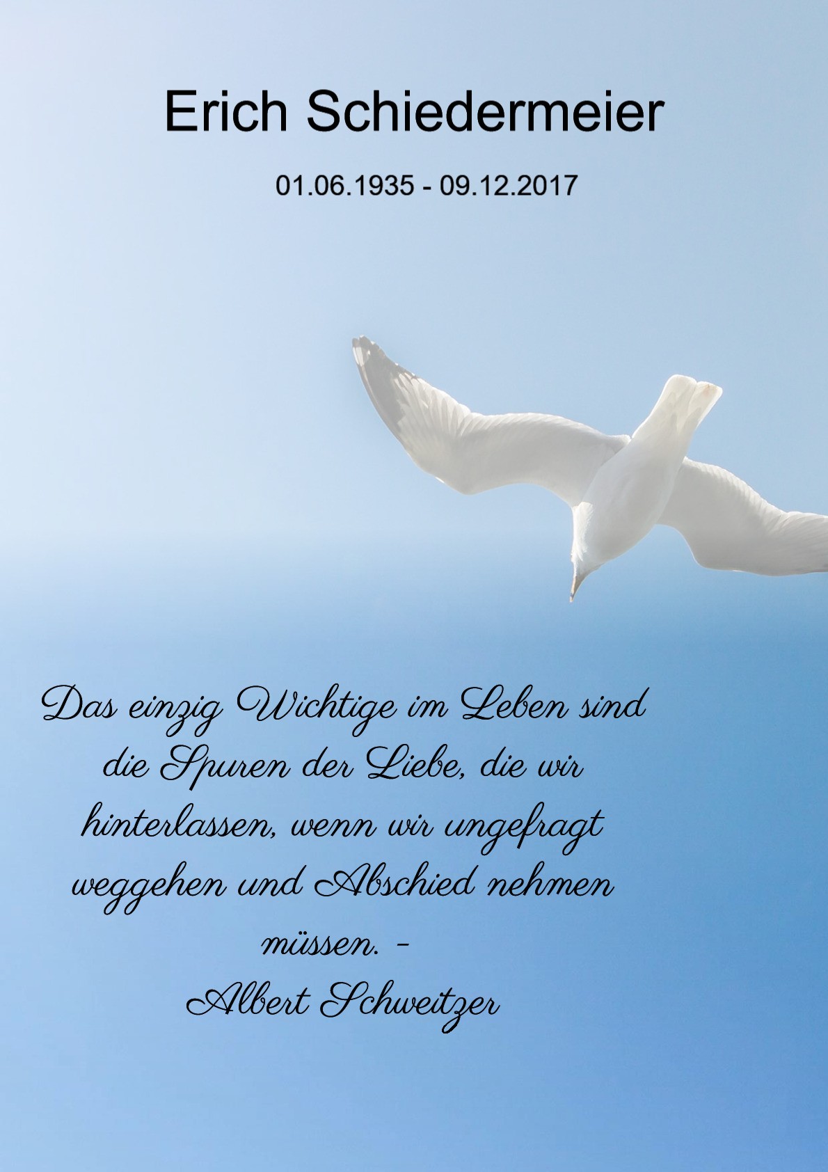 Traueranzeige von Erich Schiedermeier