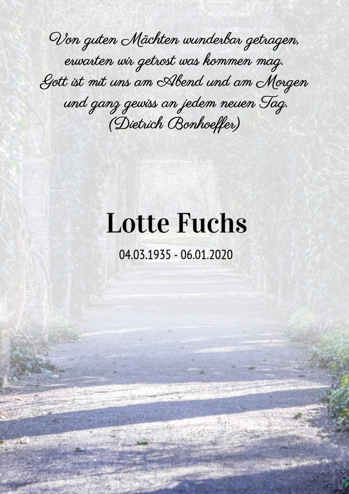 Traueranzeige von Lotte Fuchs