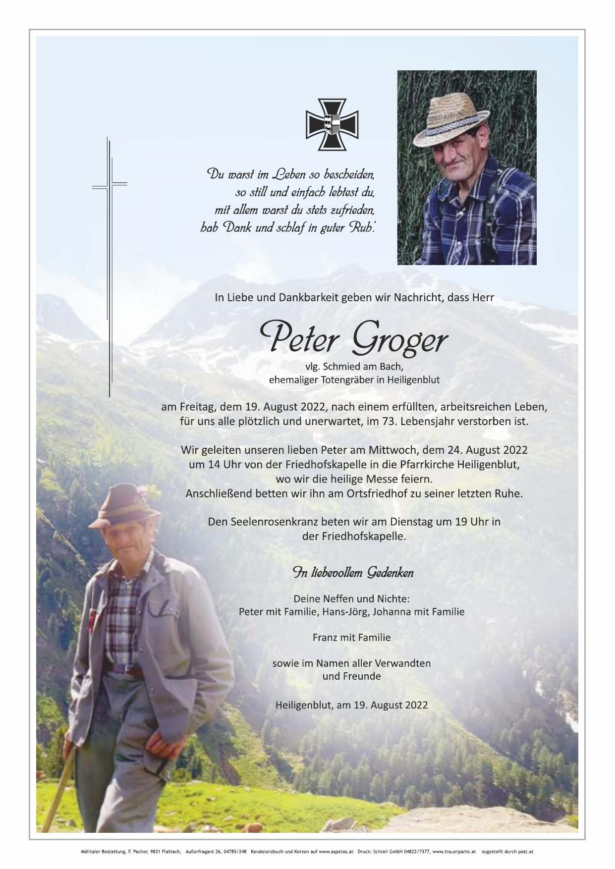 Traueranzeige von Peter Groger