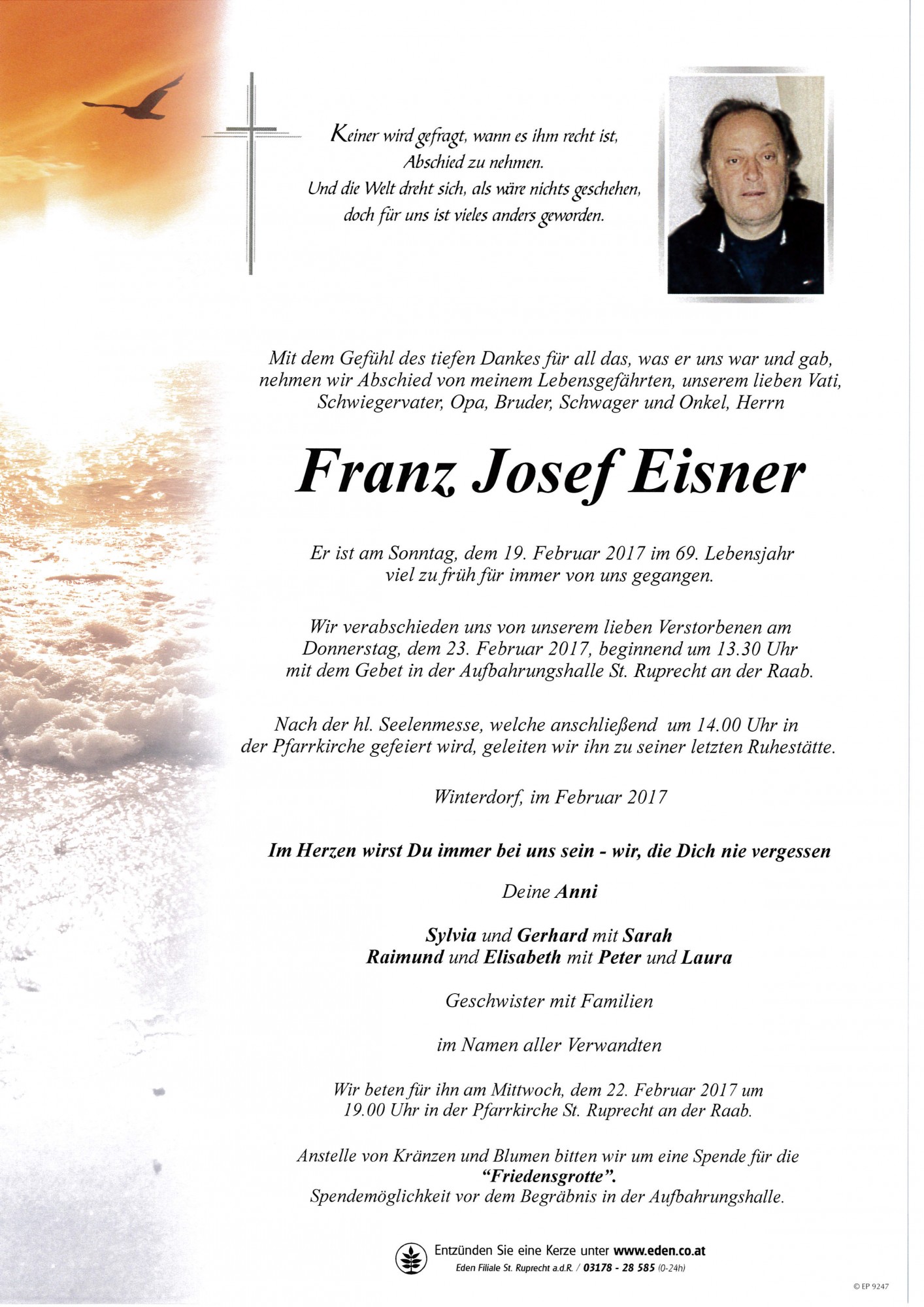 Traueranzeige von Franz Josef Eisner