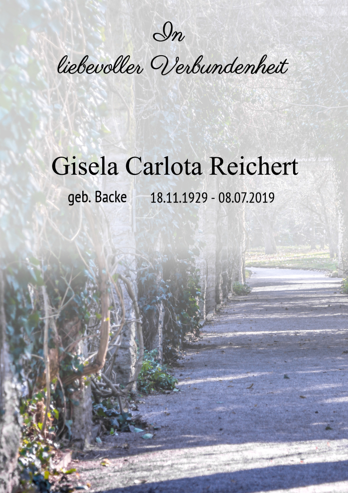 Traueranzeige von Gisela Carlota Reichert