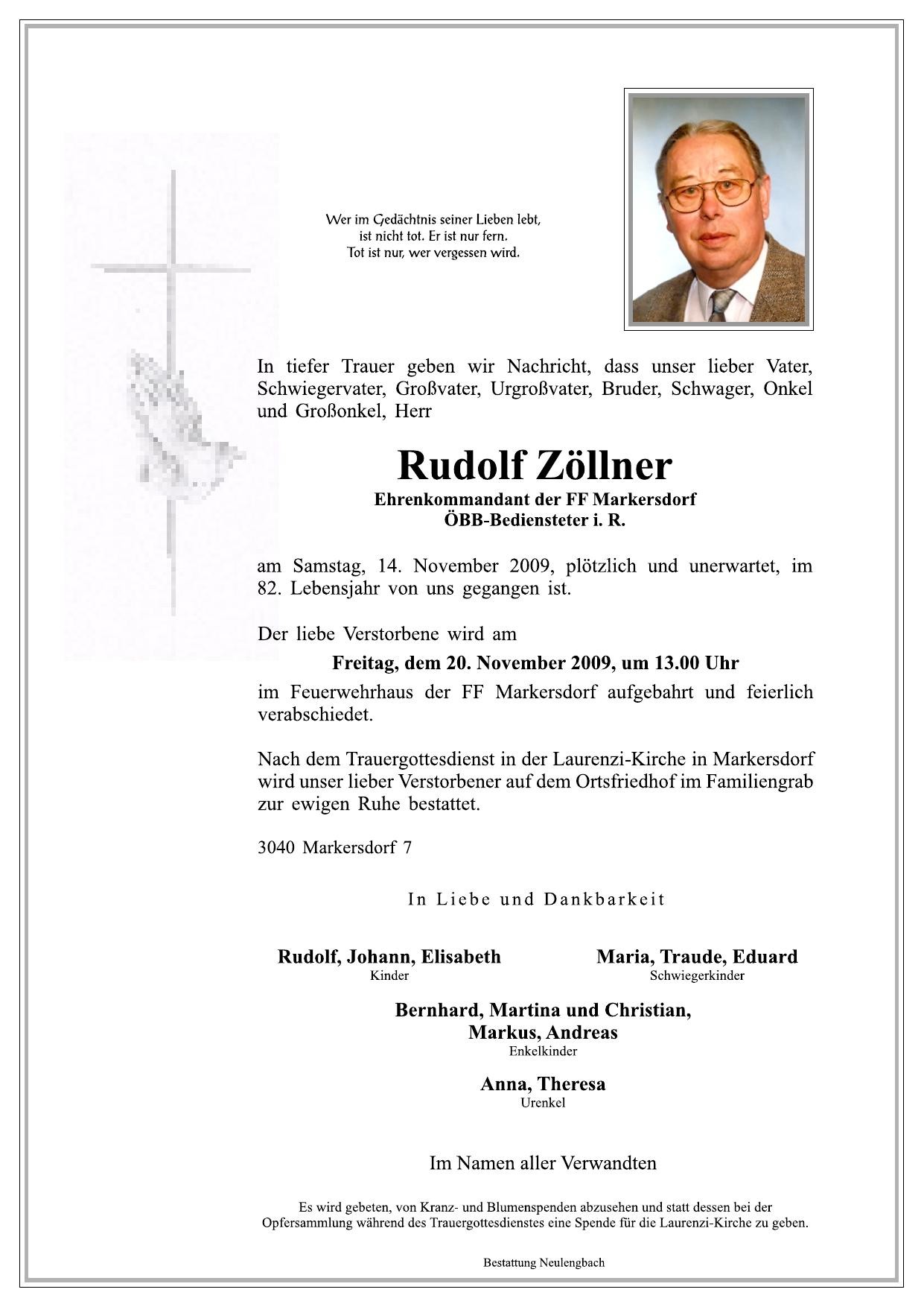 Traueranzeige von Rudolf Zöllner