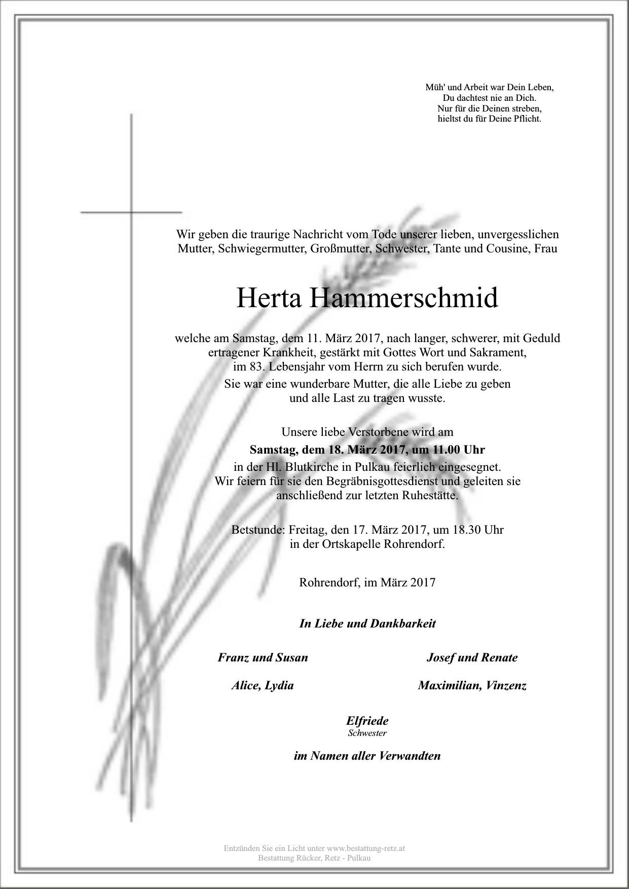 Traueranzeige von Herta Hammerschmid