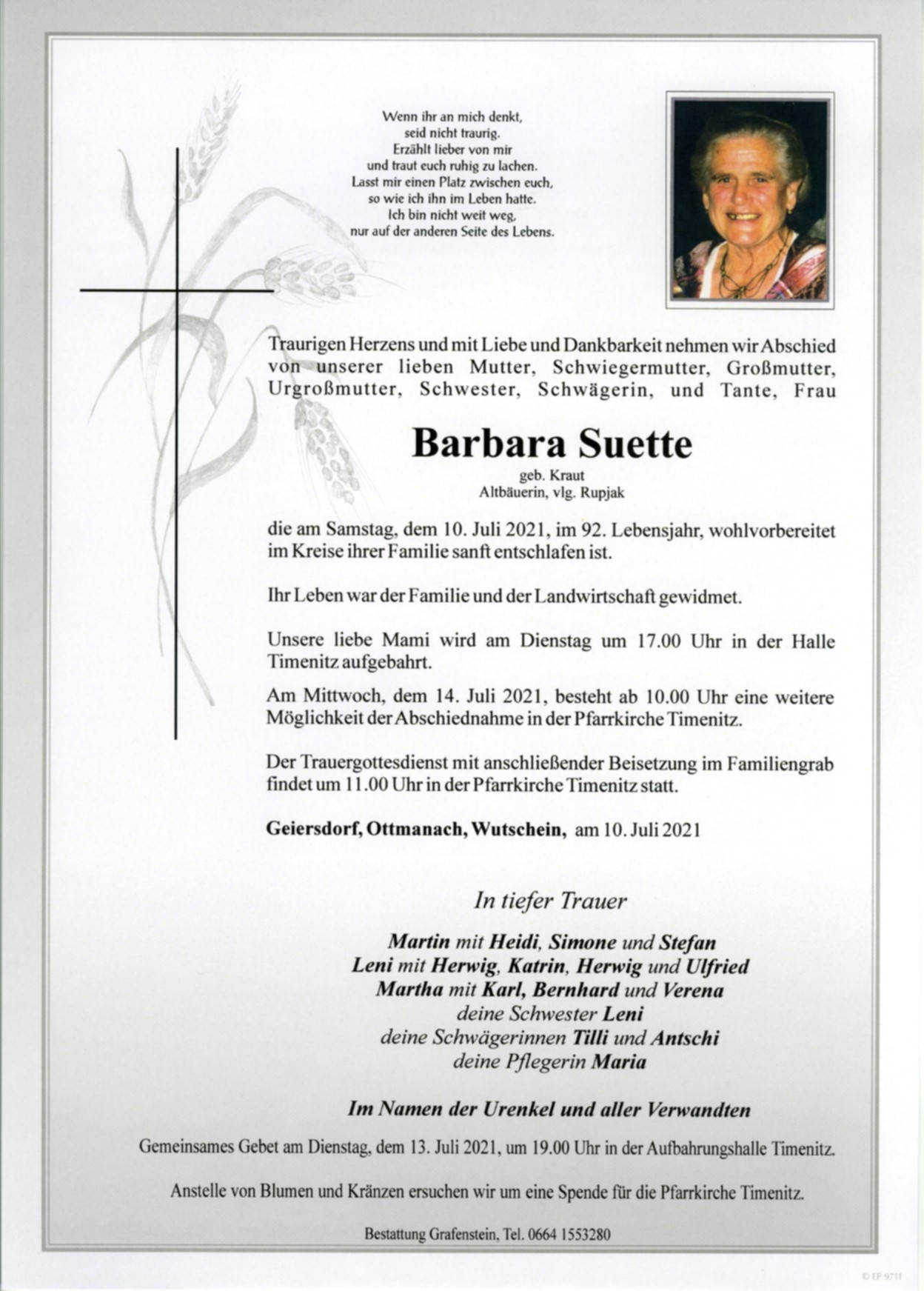 Traueranzeige von Barbara Suette