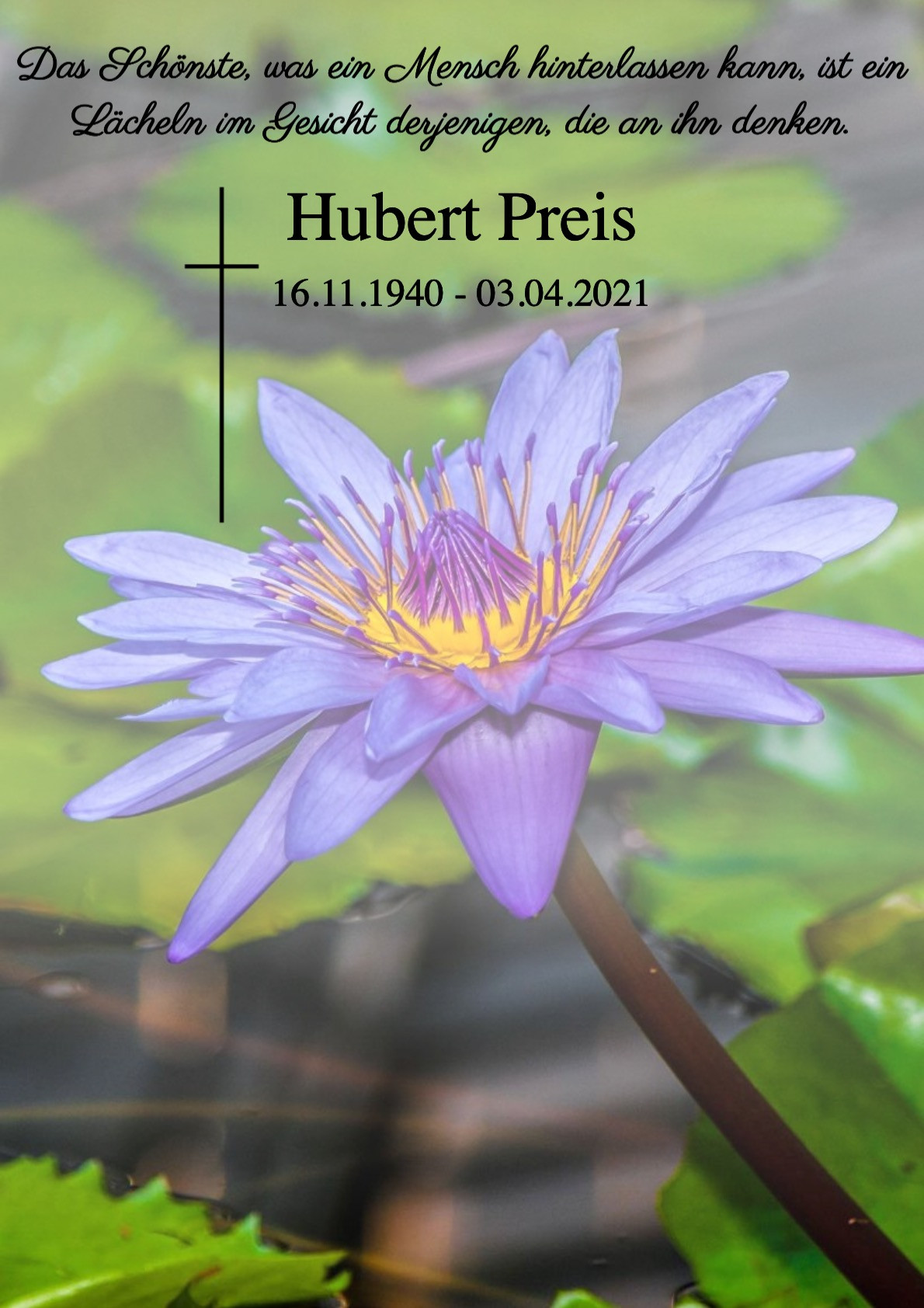 Traueranzeige von Hubert Preis