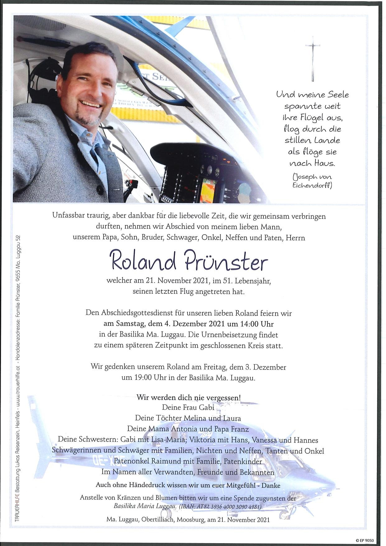 Traueranzeige von Roland Prünster