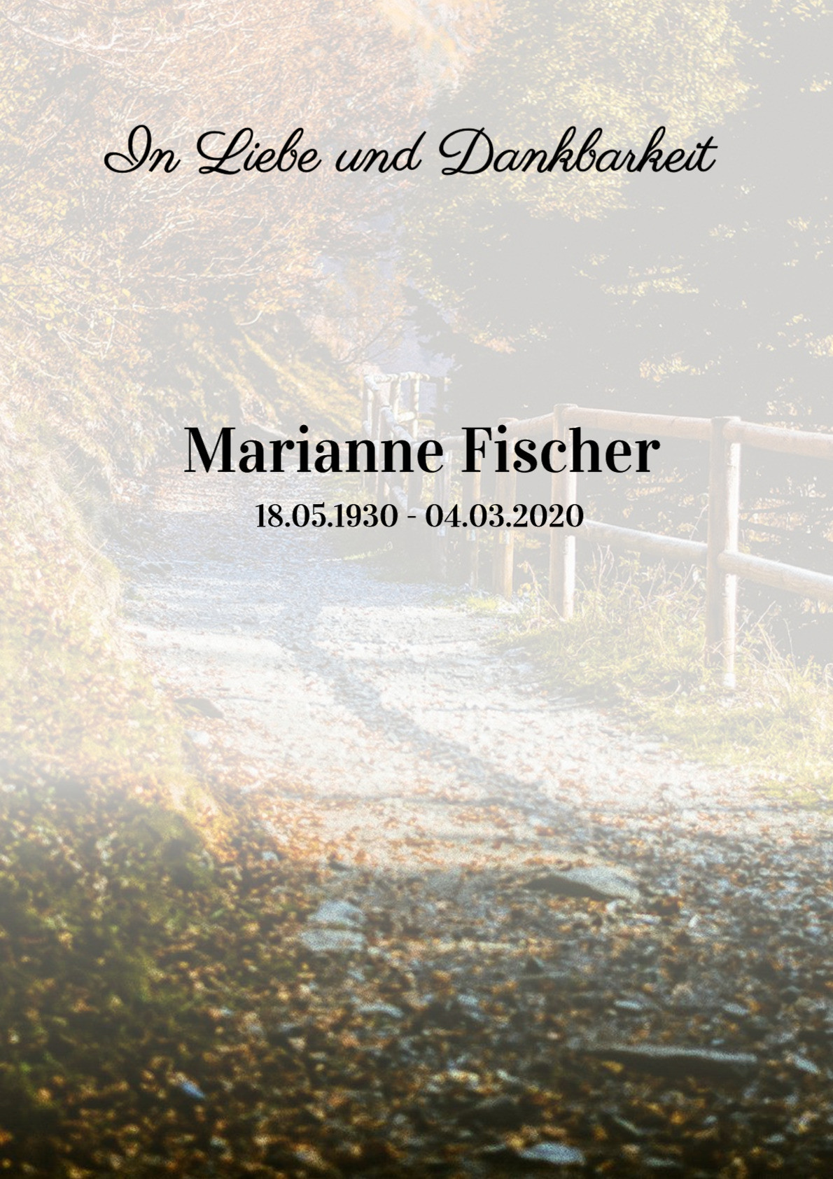 Traueranzeige von Marianne Fischer
