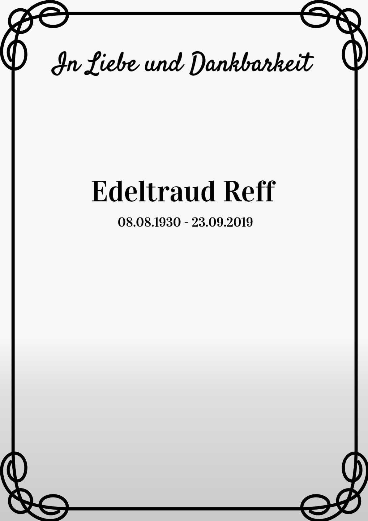 Traueranzeige von Edeltraud Reff