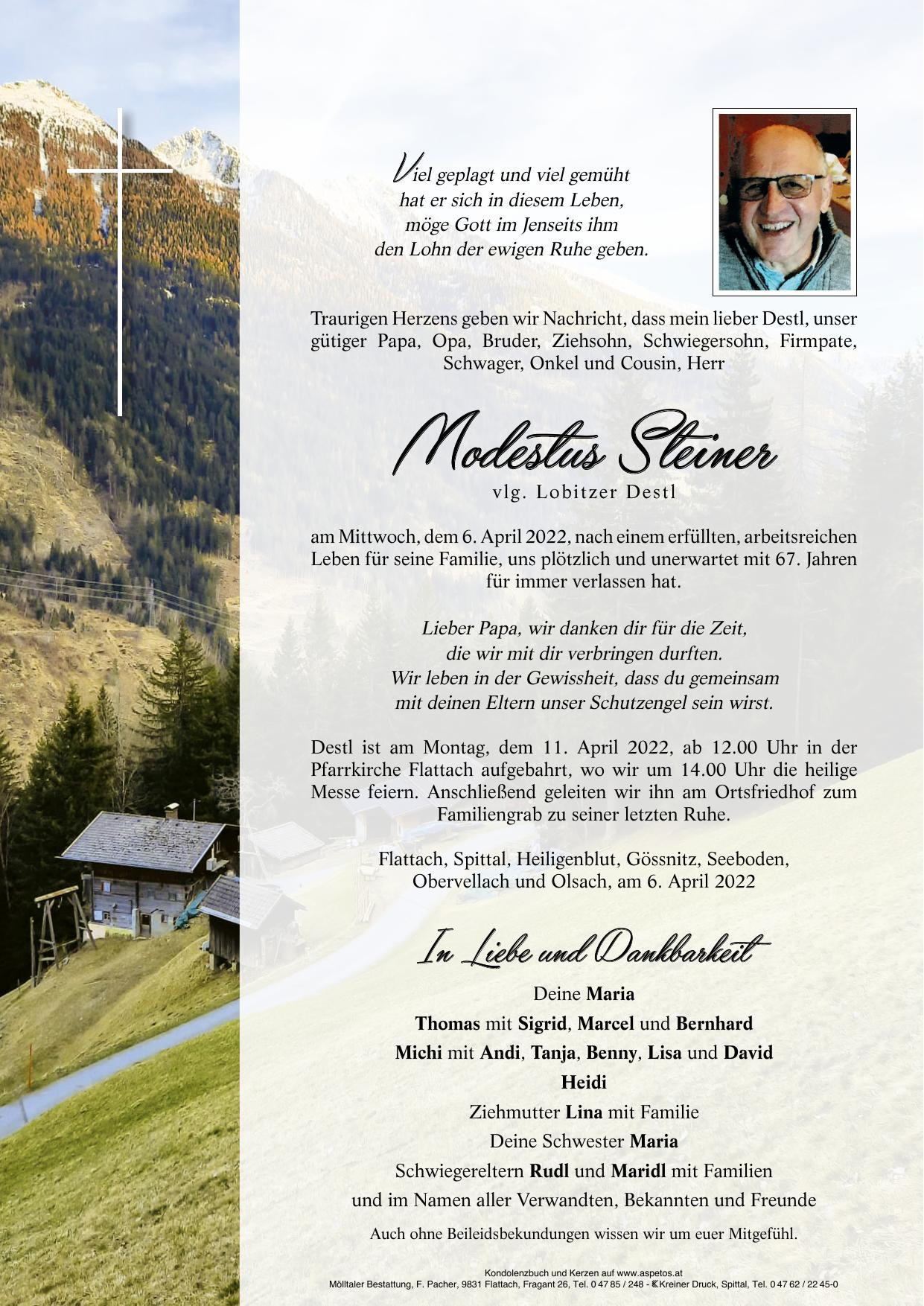 Traueranzeige von Modestus Steiner