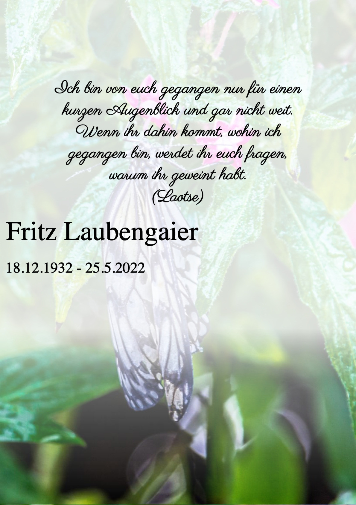 Traueranzeige von Fritz Laubengaier