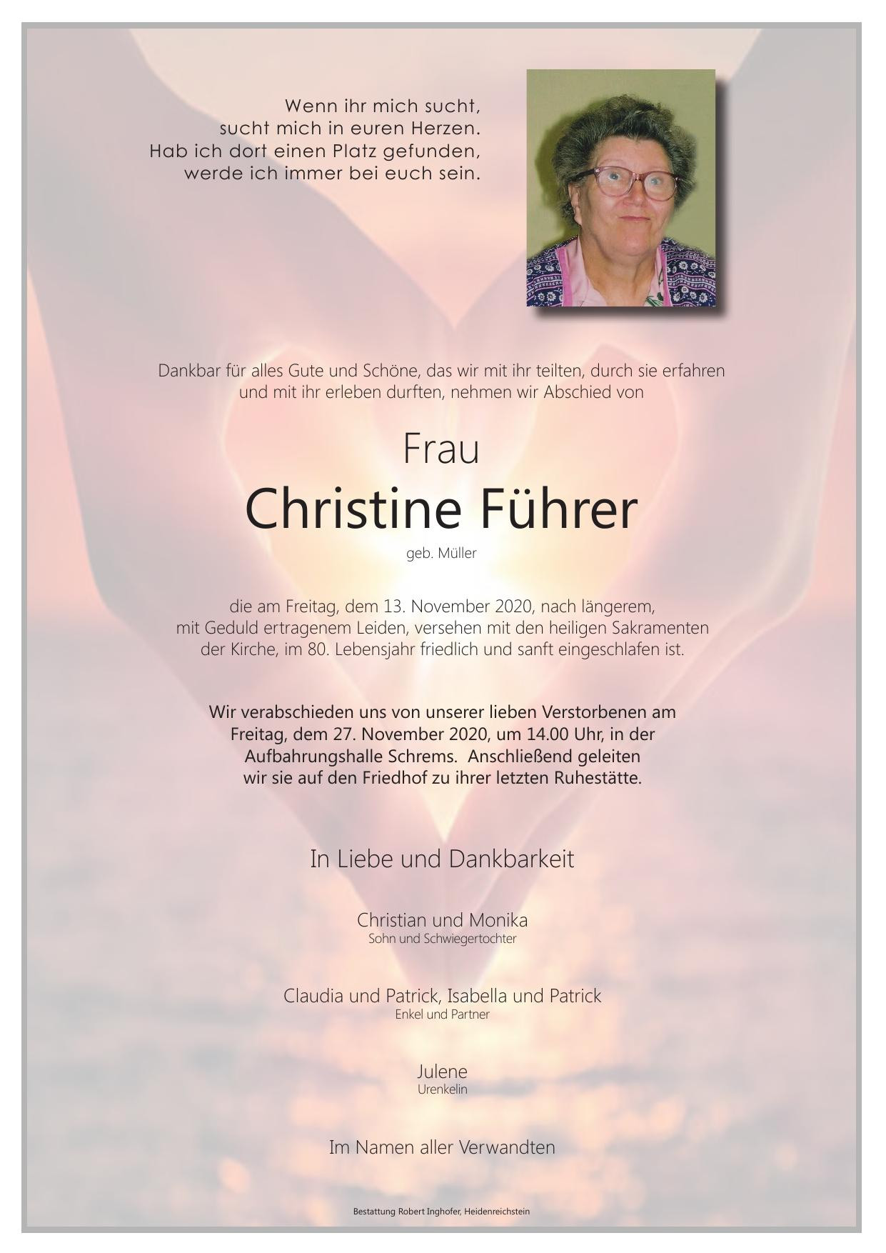 Traueranzeige von Christine Führer