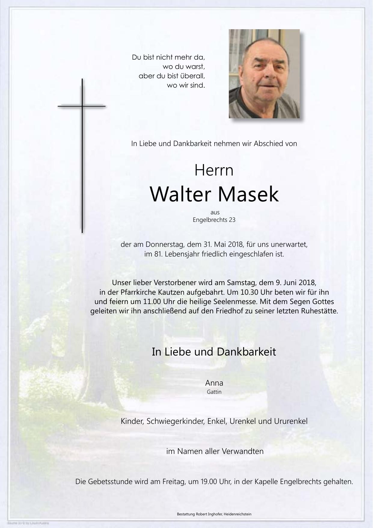 Traueranzeige von Walter Masek