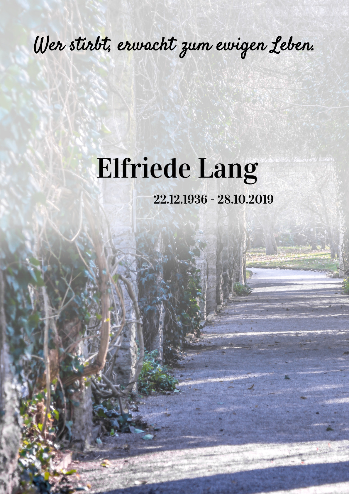 Traueranzeige von Elfriede Lang