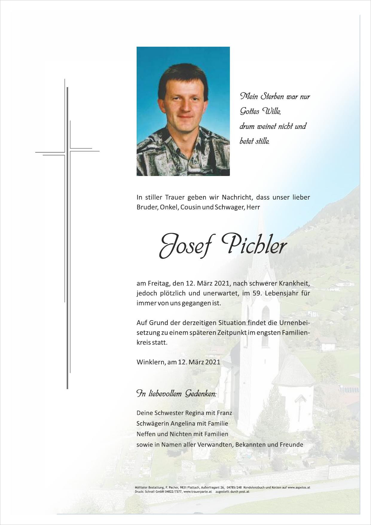 Traueranzeige von Josef Pichler