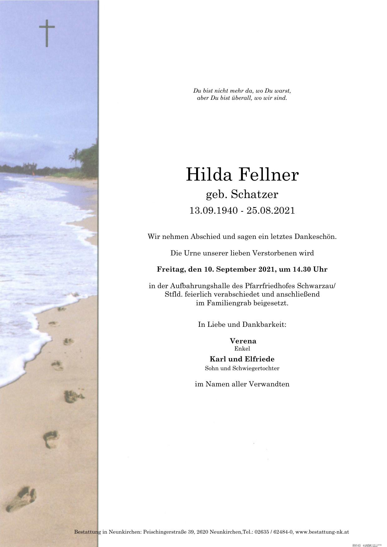 Traueranzeige von Hilda Fellner