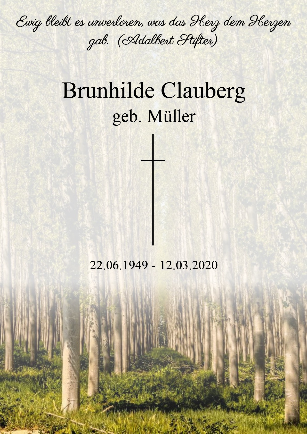 Traueranzeige von Brunhilde Clauberg