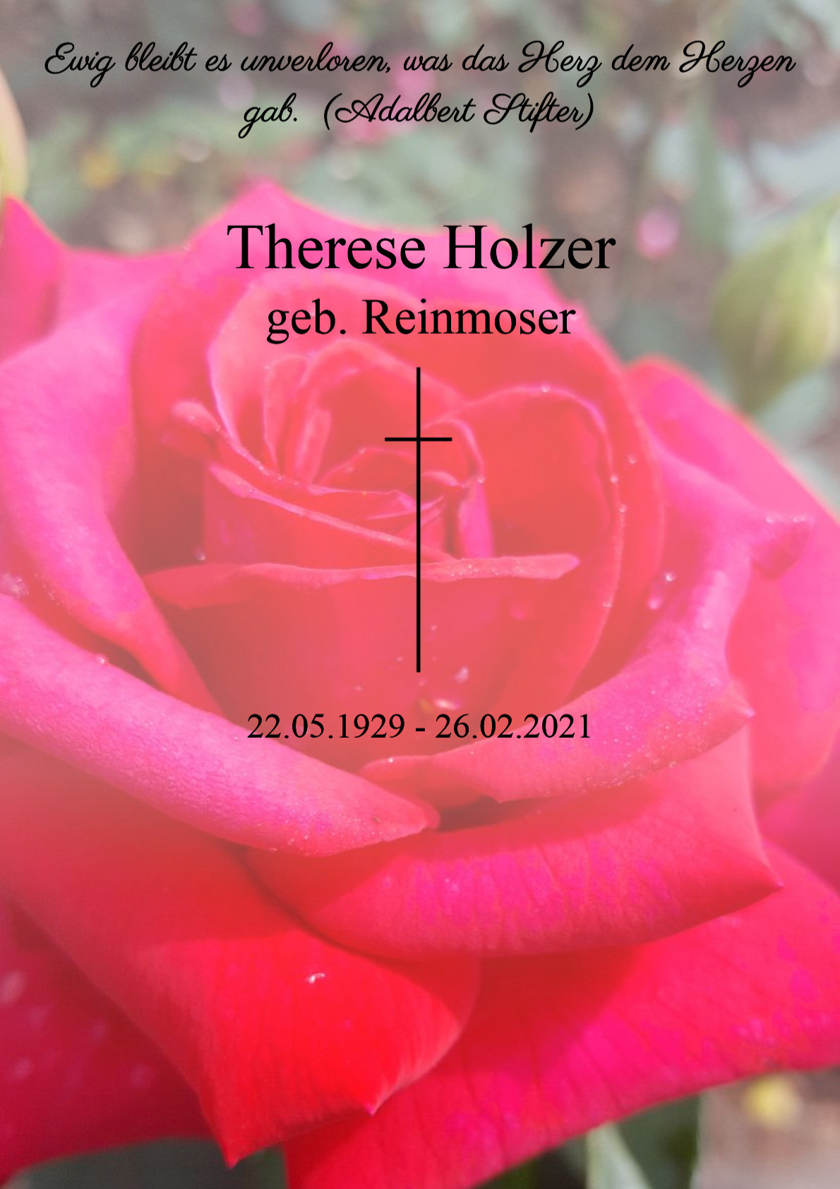 Traueranzeige von Therese Holzer