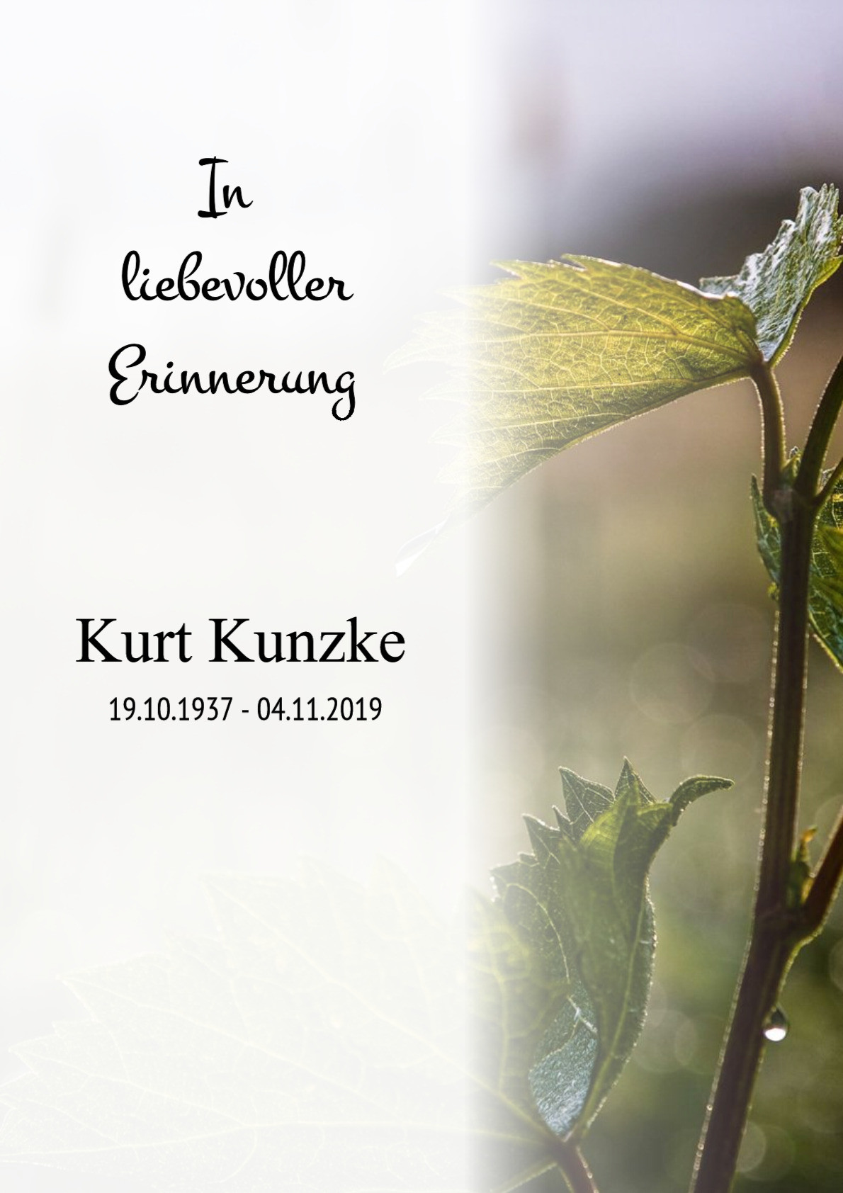 Traueranzeige von Kurt Kunzke