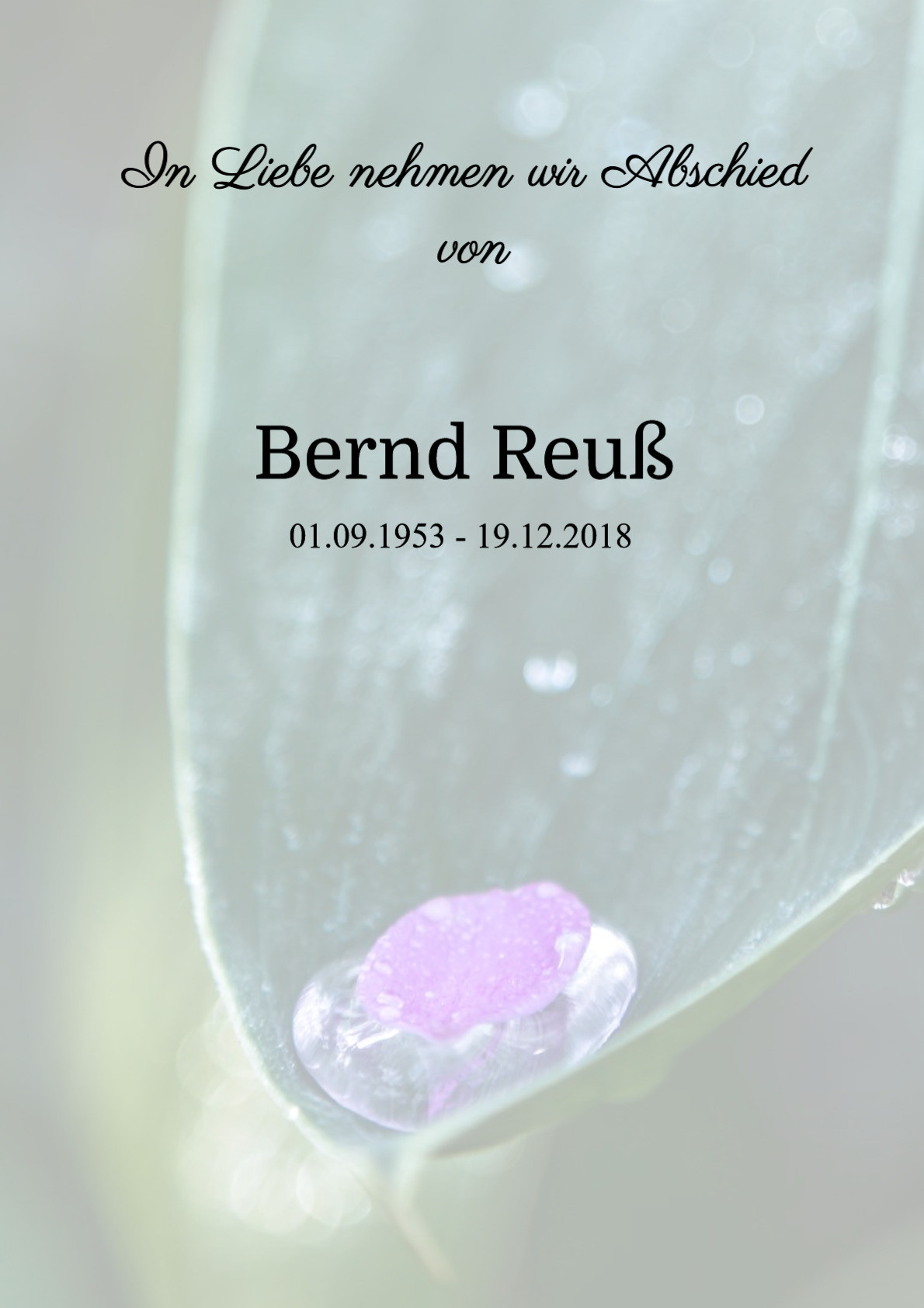 Traueranzeige von Bernd Reuß