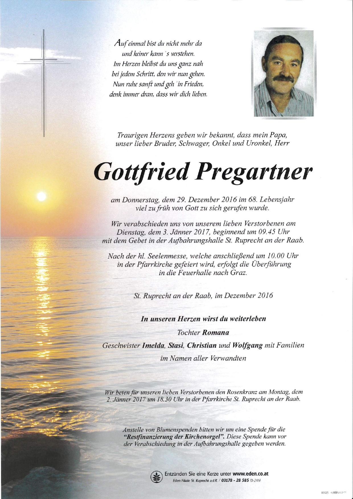 Traueranzeige von Gottfried Pregartner