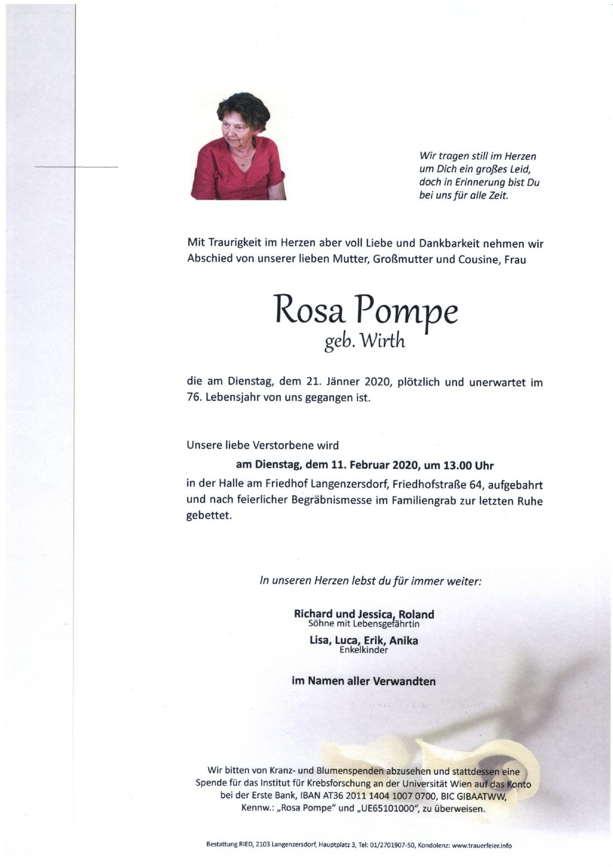 Traueranzeige von Rosa Pompe