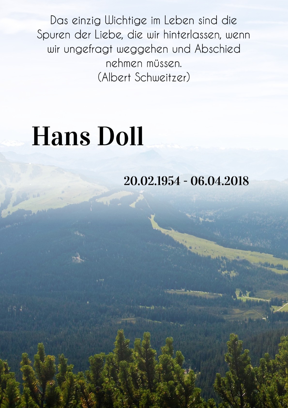 Traueranzeige von Hans Doll