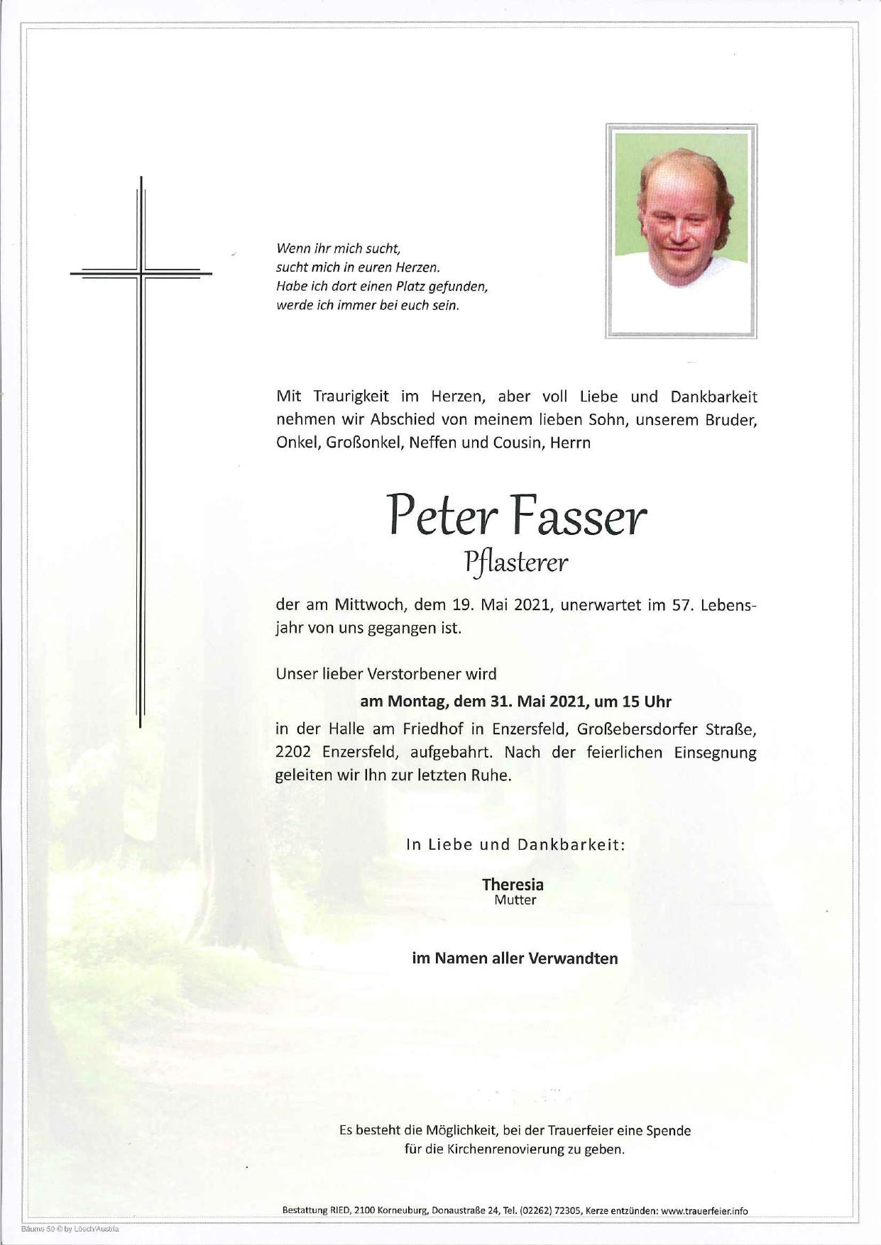 Traueranzeige von Peter Fasser