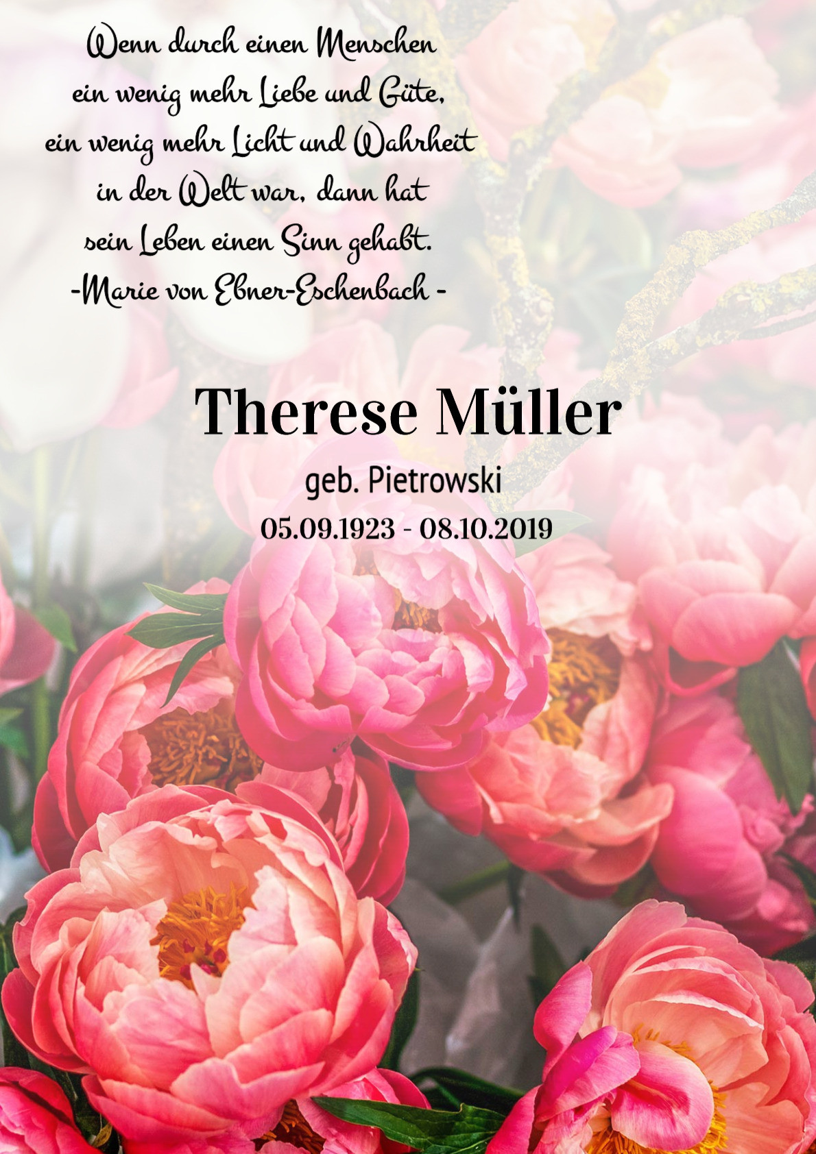 Traueranzeige von Therese Müller