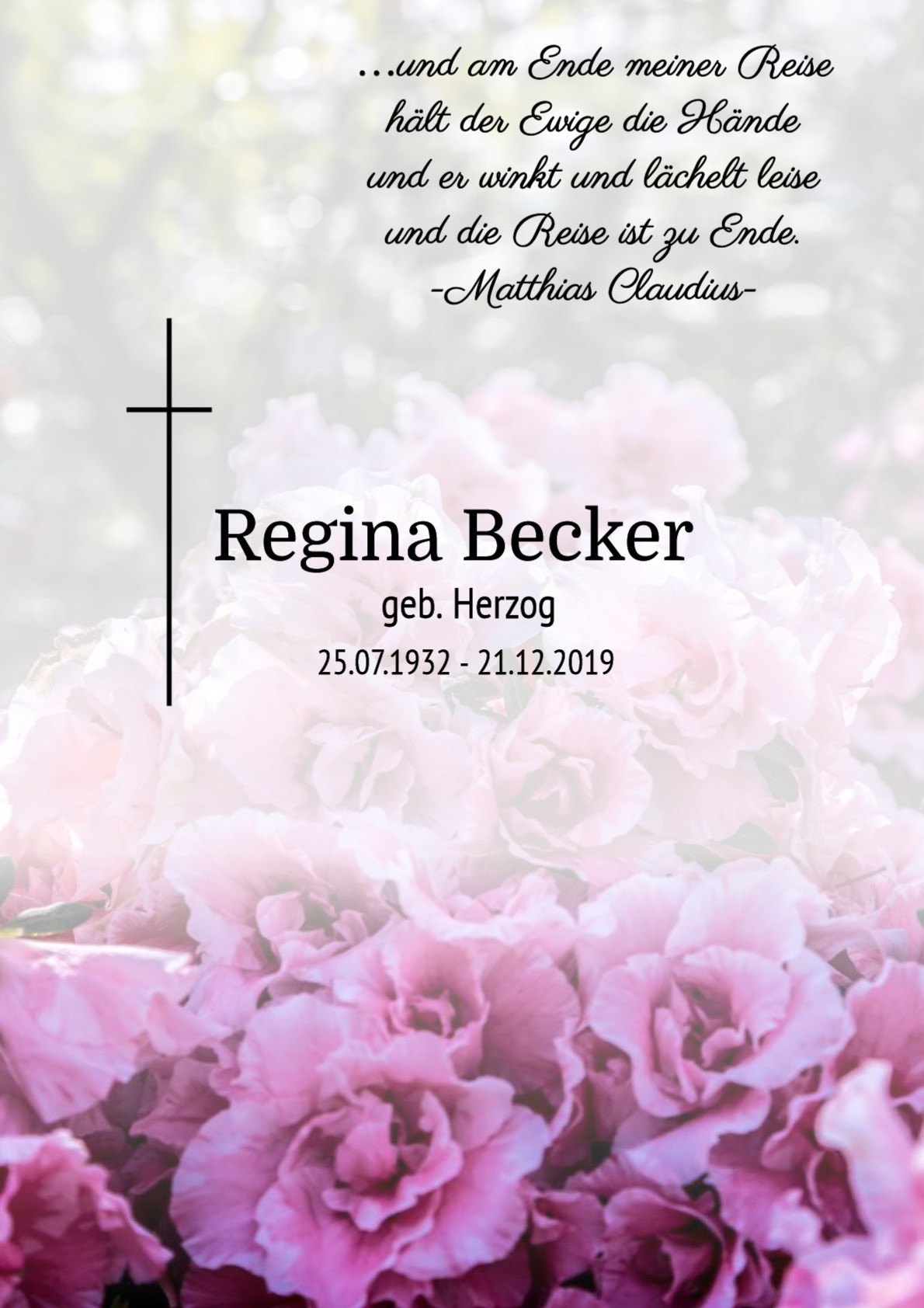 Traueranzeige von Regina Becker
