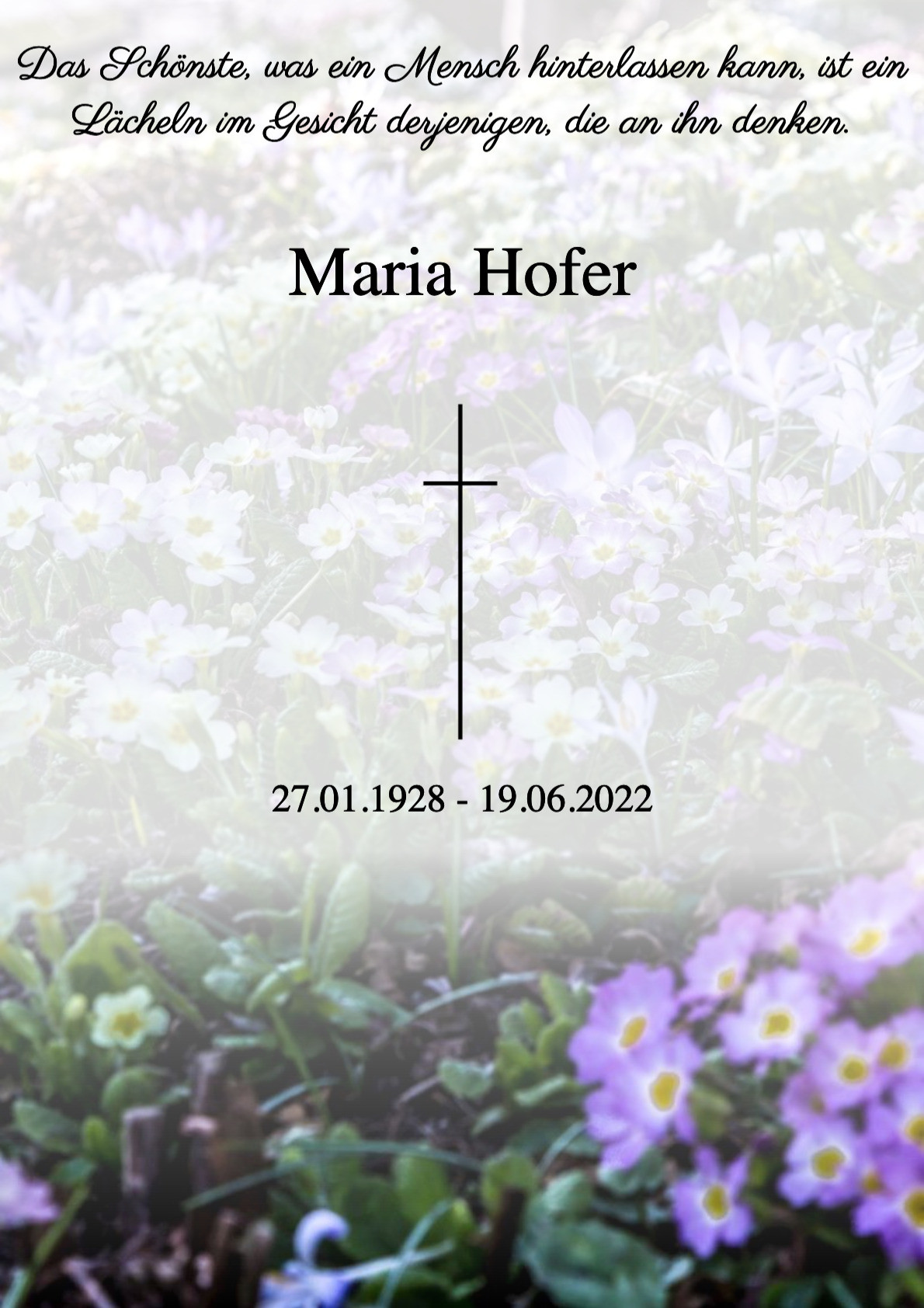 Traueranzeige von Maria Hofer